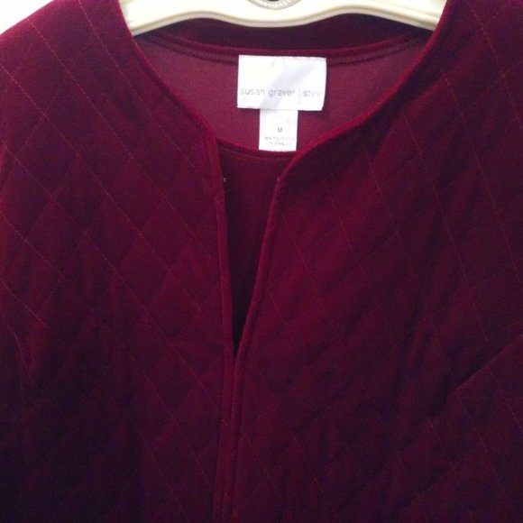 Dress Suit Susan Graver 2-peice Set Quilted Velvet Jacket Sheath Dress -M Wine - Picture 8 of 10
